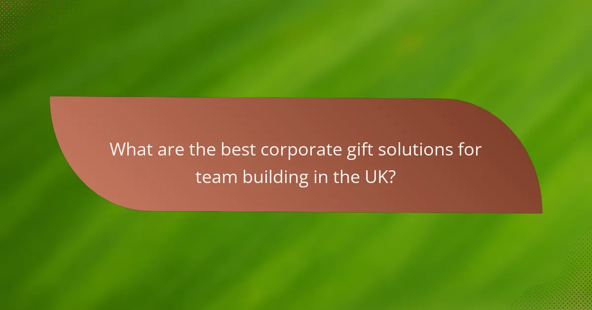 What are the best corporate gift solutions for team building in the UK?