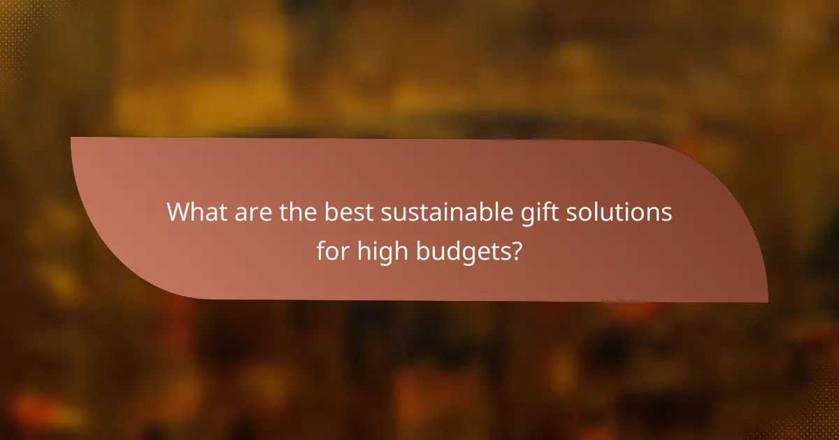 What are the best sustainable gift solutions for high budgets?